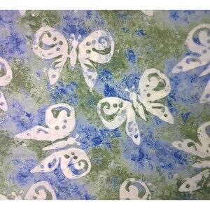 Coming Home to Nutmeg Creek Fabric Troy Butterflies Blue Green 76x44 Riverwoods